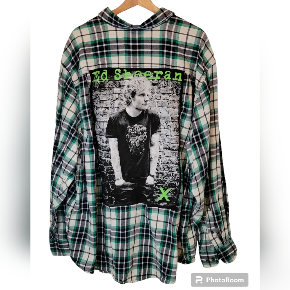 Faded Glory Upcycled "Ed Sheeran" Plaid Flannel Size 3XL (54-56)